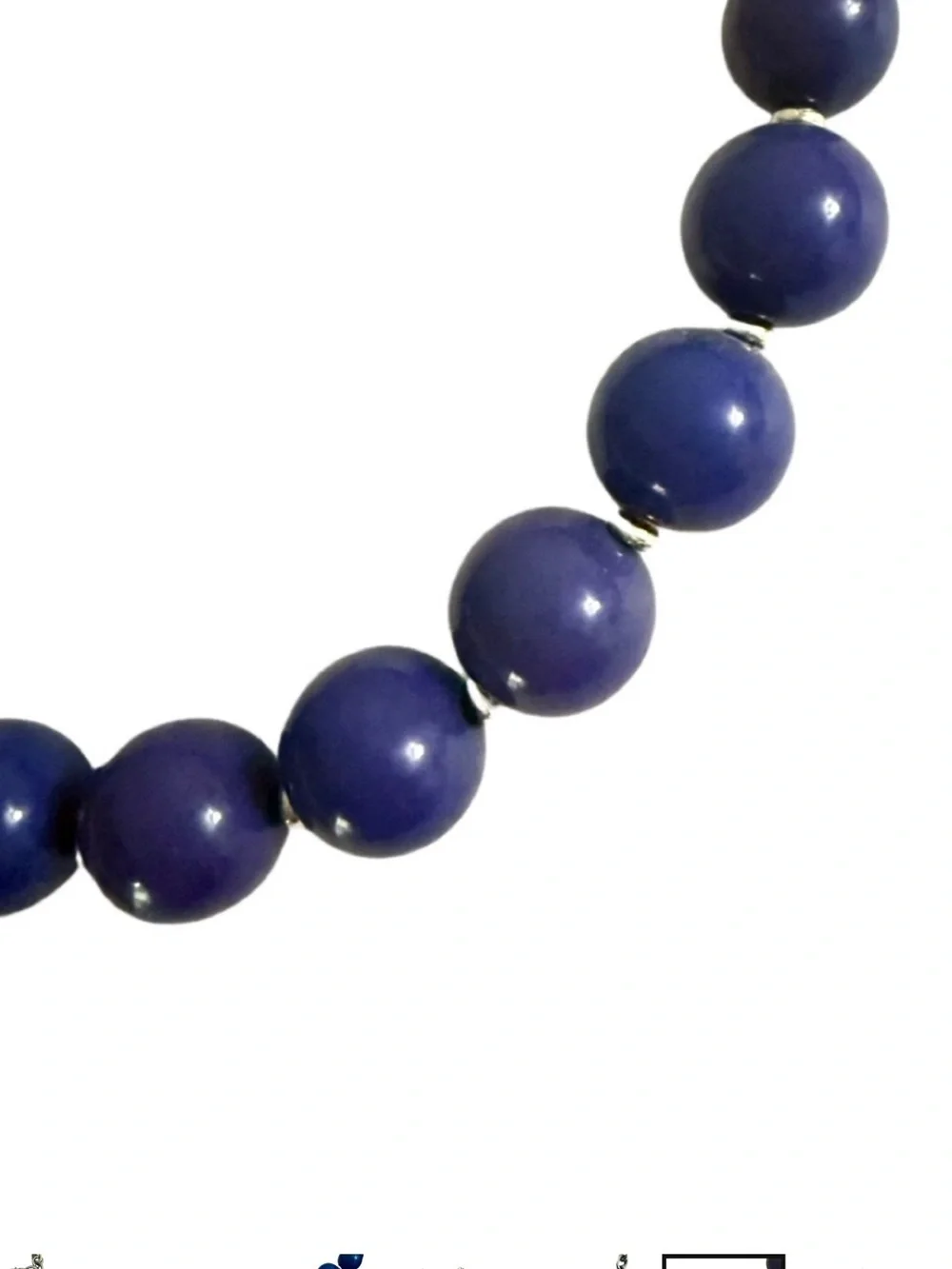 Beaded Necklace Retro Fashion Piece Adjustable Long Blue Silver